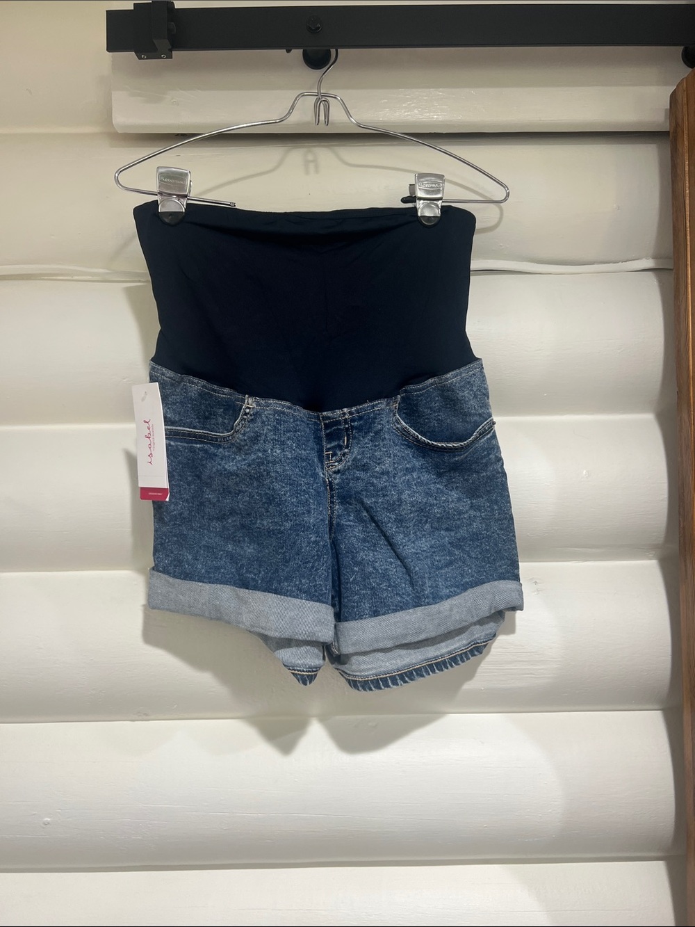 High-Waist Maternity Denim Shorts